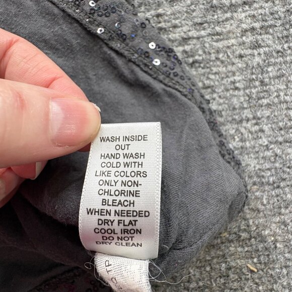 Banana‎ Republic Top Womens Small Black Sequins Dark Fairy Boho Sparkle Glitter - Picture 6 of 14